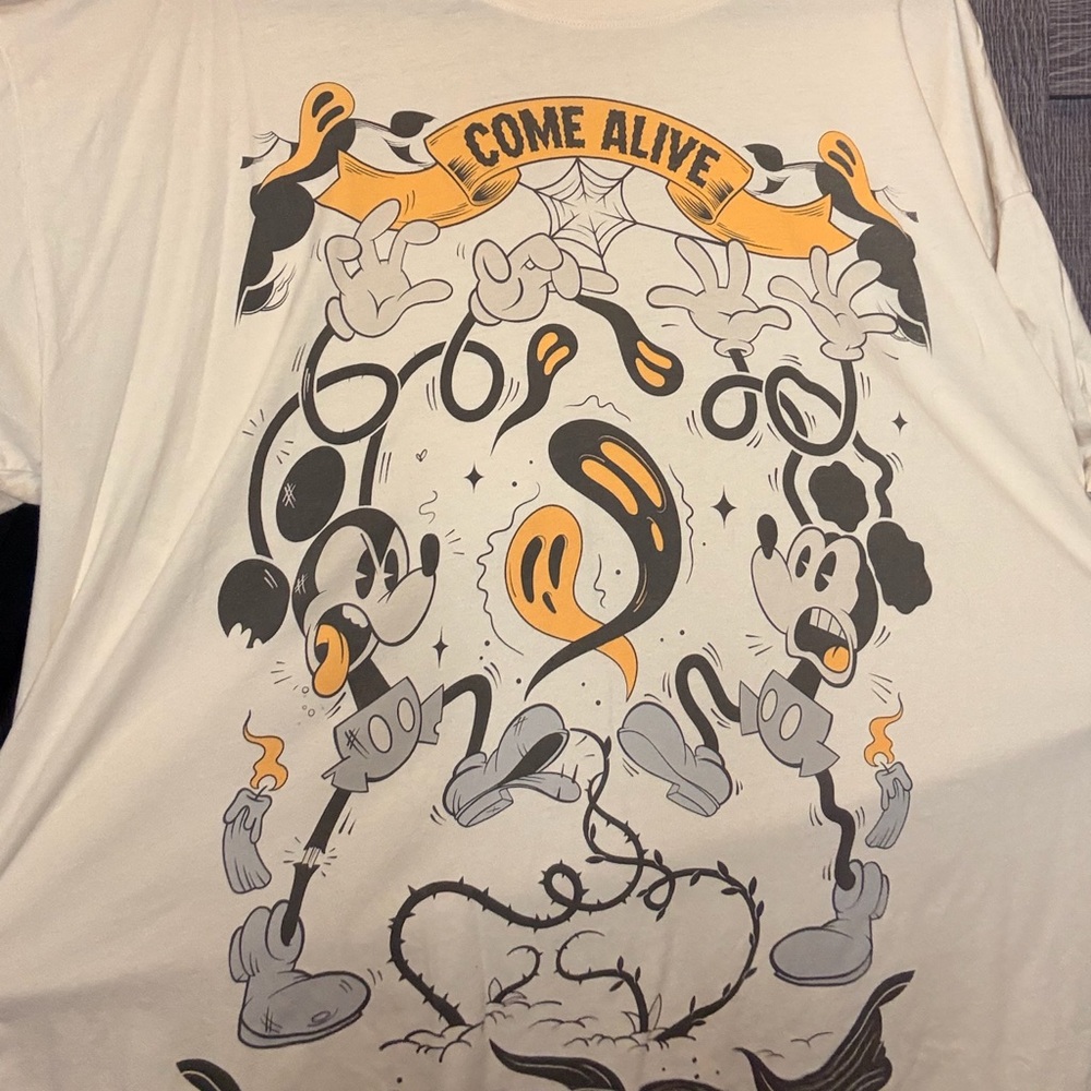 White Graphic T-Shirt with Cartoon Print